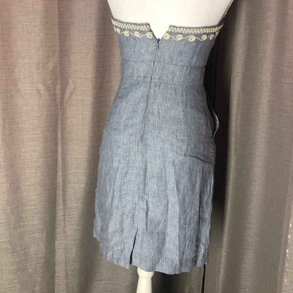 Vineyard Vines Detailed Strapless Light Blue Dress - Picture 3 of 6